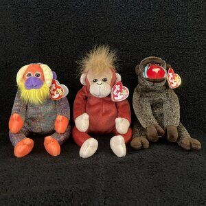 Ty Beanie Babies Bananas, Schweetheart and Cheeks Monkeys